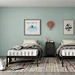 white metal platform bed queen